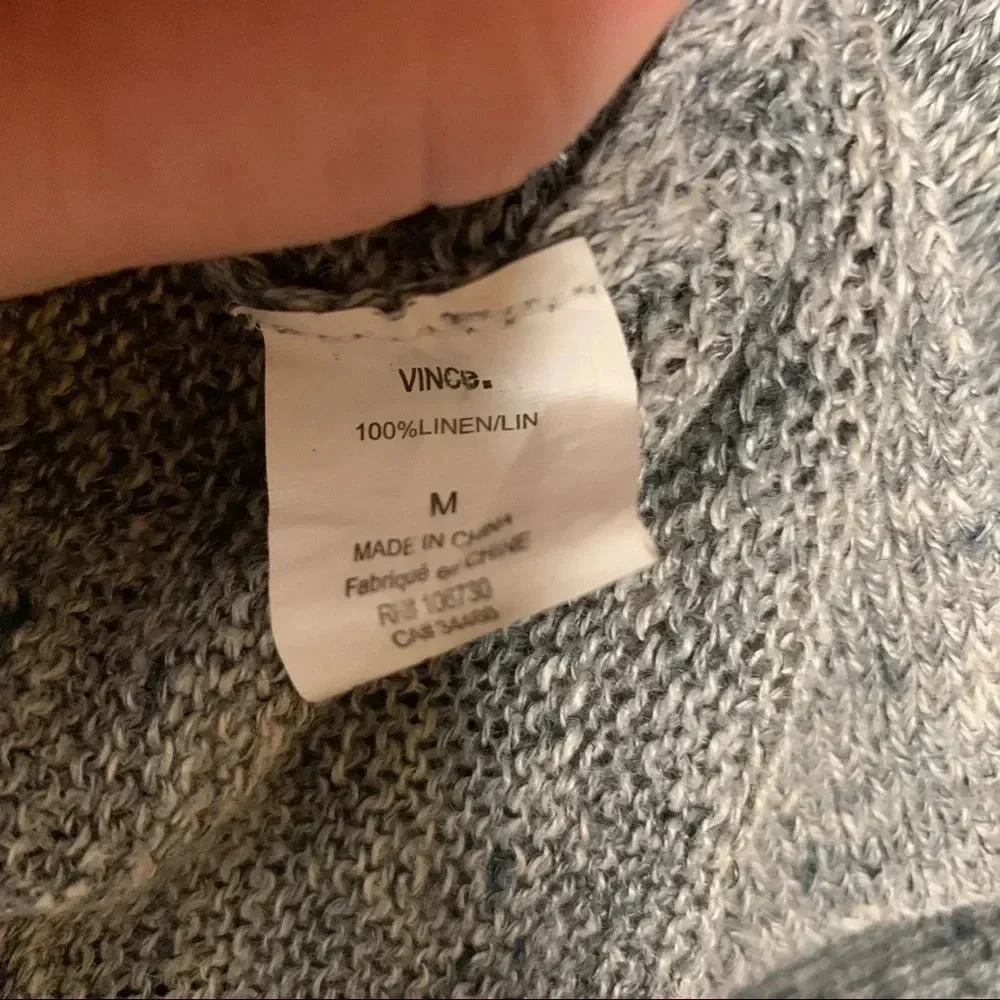Vince Gray 100% Linen V-Neck Long Sweater Size Medium - Picture 7 of 8
